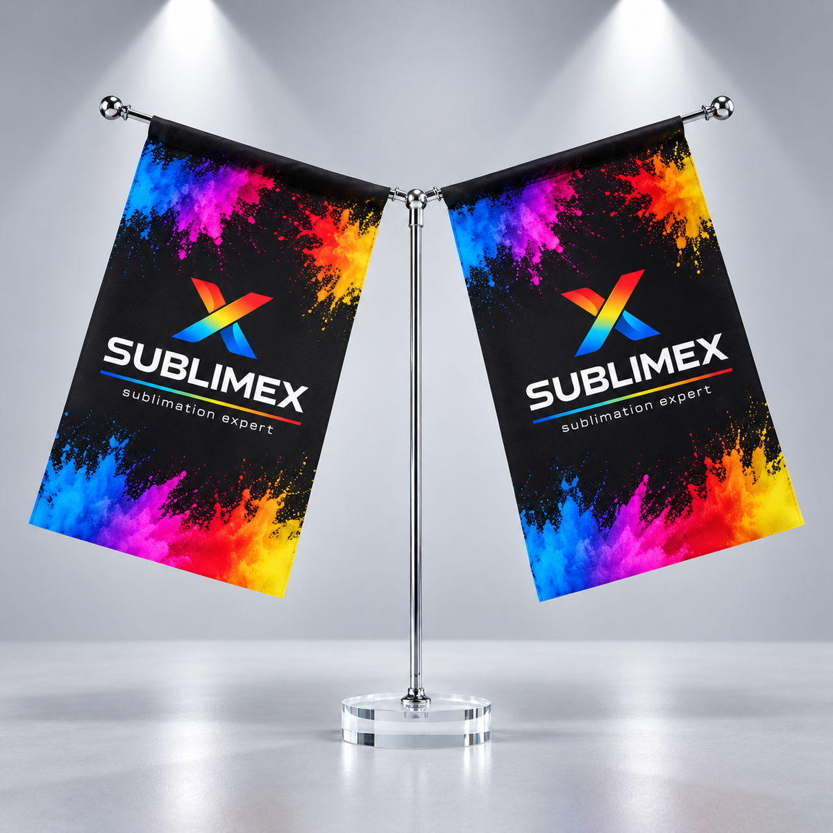 Drapeau de table double